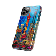 Shanghai Skyline Collage Pop Art Tough Phone Case LavenderCeleste