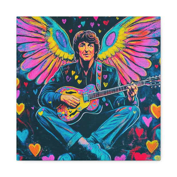 Psychedelic Guitar Angel Matte Canvas Art LavenderCeleste