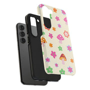 Retro Mushroom Flower Power Tough Phone Case LavenderCeleste