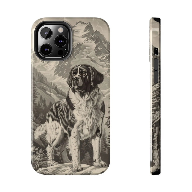 Saint Bernard Toile de Jouy Vintage Tough Phone Case LavenderCeleste