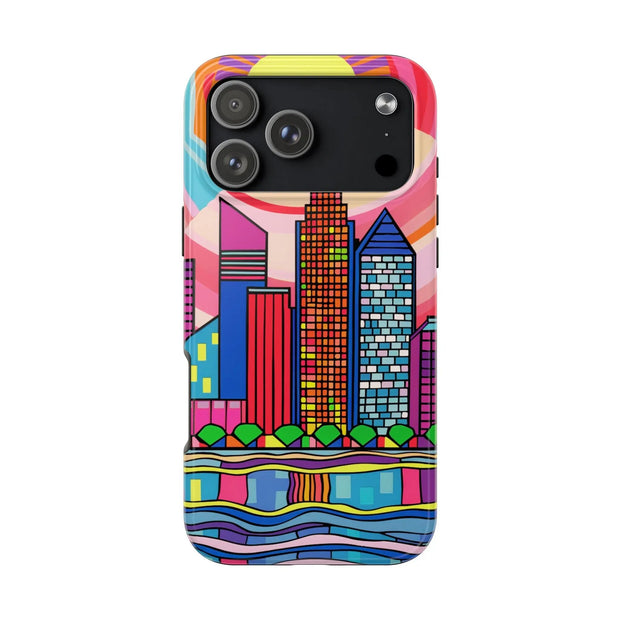 Tulsa Oklahoma Retro Pop Skyline Tough Phone Case LavenderCeleste