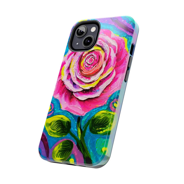 Vibrant Pink Rose Abstract Tough Phone Case LavenderCeleste