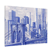 New York City Toile Art – Blue Scenic Skyline Matte Canvas Printify