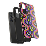 Groovy Mushroom Rainbow Tough Phone Case LavenderCeleste