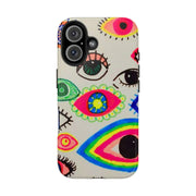 White Neon Evil Eye Psychedelic Pattern Tough Phone Case LavenderCeleste