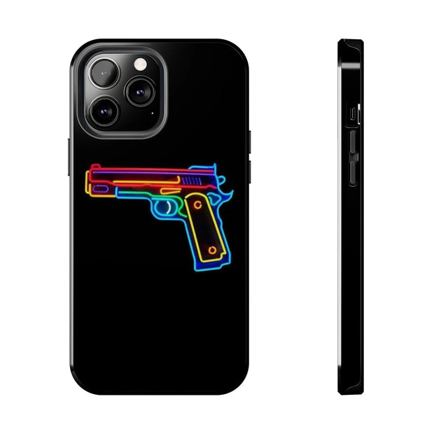Neon Rainbow Gun Tough Phone Case – Bold Retro Vaporwave Aesthetic Printify
