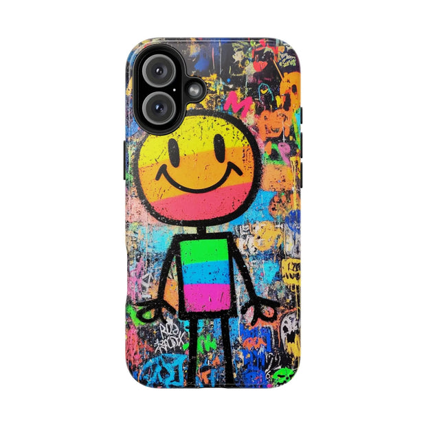 Rainbow Graffiti Smiley Tough Phone Case LavenderCeleste