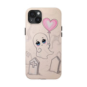 Sad Ghost with Heart Balloon Kawaii Tough Phone Case LavenderCeleste