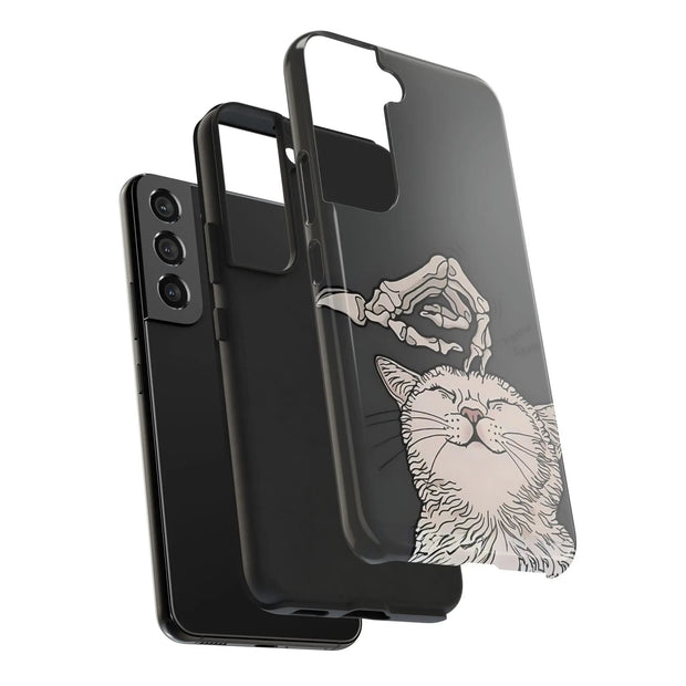 Skeleton Scratch Cat Gothic Humor Tough Phone Case LavenderCeleste