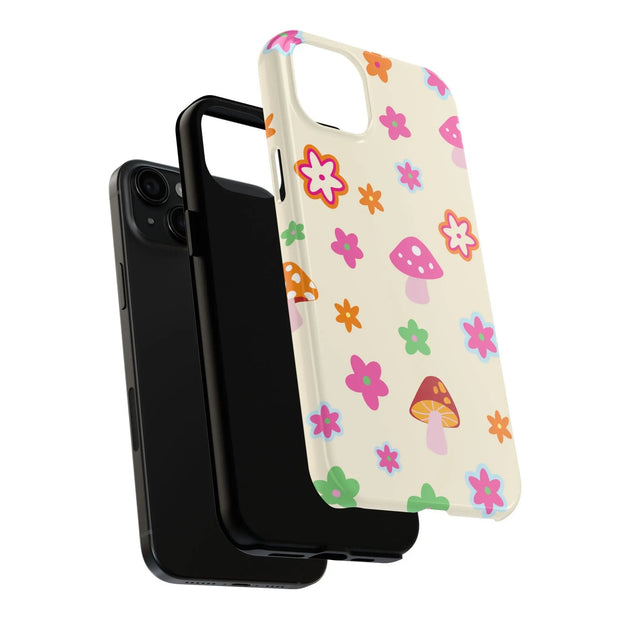 Retro Mushroom Flower Power Tough Phone Case LavenderCeleste