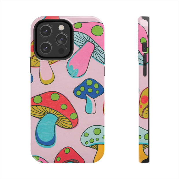 Retro Groovy Mushroom Tough Phone Case LavenderCeleste