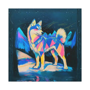 Vibrant Husky Abstract Pop Art Matte Canvas Print LavenderCeleste