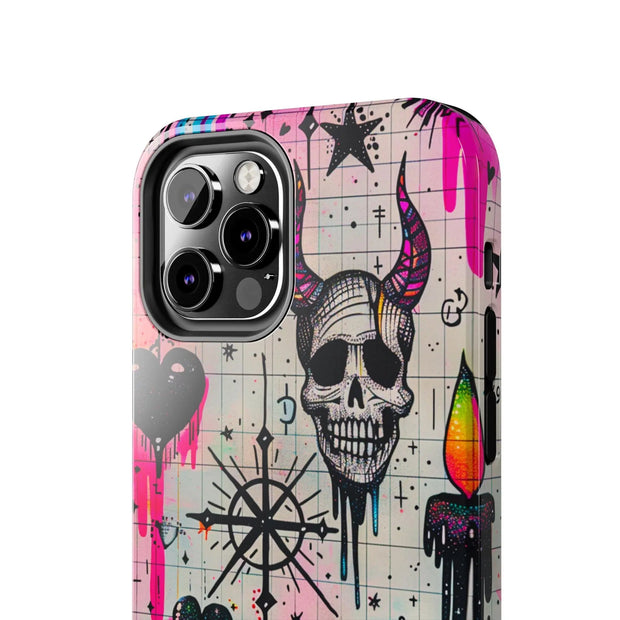 Skull Occult Neon Drip Pastel Goth Tough Phone Case LavenderCeleste