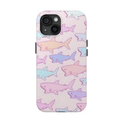 Pastel Shark Pattern Tough Phone Case Printify