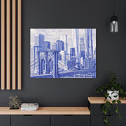 New York City Toile Art – Blue Scenic Skyline Matte Canvas Printify