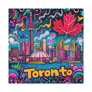 Toronto Pop Art Skyline Matte Canvas Wall Art LavenderCeleste
