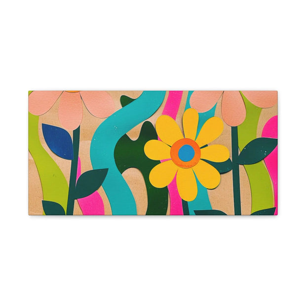 Groovy Paper Cut Flower Matte Canvas Art Printify