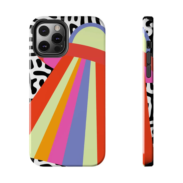 Retro Mod UFO Rainbow Beam Tough Phone Case LavenderCeleste