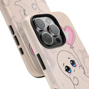 Sad Ghost with Heart Balloon Kawaii Tough Phone Case LavenderCeleste