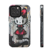 Goth Bow Cat Graffiti Pop Art Tough Phone Case LavenderCeleste