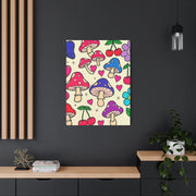 Kawaii Mushroom Cherry Flower Matte Canvas Print LavenderCeleste