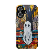 Sad Ghost on Park Bench Abstract Art Phone Case LavenderCeleste
