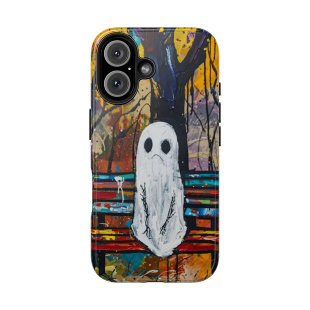 Sad Ghost on Park Bench Abstract Art Phone Case LavenderCeleste