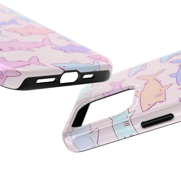 Pastel Shark Pattern Tough Phone Case LavenderCeleste