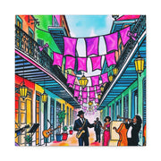 Vibrant New Orleans Jazz Street Matte Canvas – French Quarter Music Scene Printify