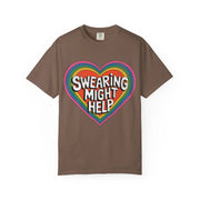 Swearing Might Help Retro Rainbow Comfort Colors Tee LavenderCeleste