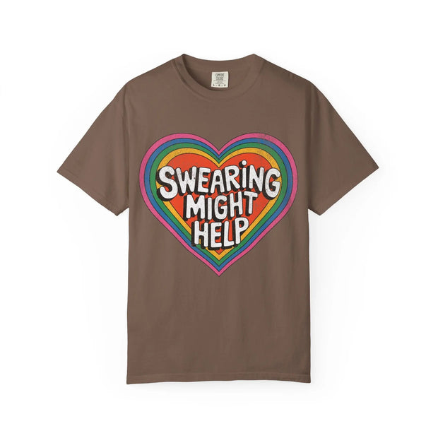 Swearing Might Help Retro Rainbow Comfort Colors Tee LavenderCeleste