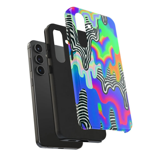 Trippy Technicolor Drip Retro Tough Phone Case LavenderCeleste