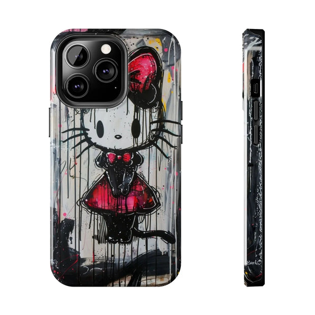 Goth Bow Cat Graffiti Pop Art Tough Phone Case LavenderCeleste