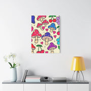 Kawaii Mushroom Cherry Flower Matte Canvas Print LavenderCeleste