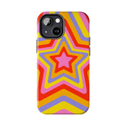 Retro Rainbow Star Groovy Tough Phone Case LavenderCeleste