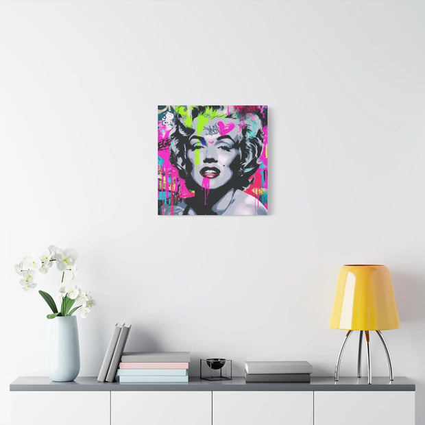 Marilyn Monroe Graffiti Matte Canvas – Neon Pop Art Street Style Wall Decor - LavenderCeleste