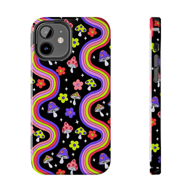 Groovy Mushroom Rainbow Tough Phone Case LavenderCeleste