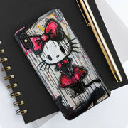 Goth Bow Cat Graffiti Pop Art Tough Phone Case LavenderCeleste