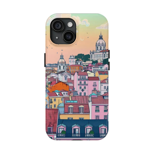 Lisbon Portugal Tough Phone Case – Pastel City Skyline Aesthetic