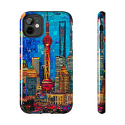 Shanghai Skyline Collage Pop Art Tough Phone Case LavenderCeleste