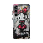 Goth Bow Cat Graffiti Pop Art Tough Phone Case LavenderCeleste