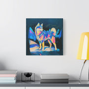 Vibrant Husky Abstract Pop Art Matte Canvas Print LavenderCeleste