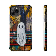 Sad Ghost on Park Bench Abstract Art Phone Case LavenderCeleste