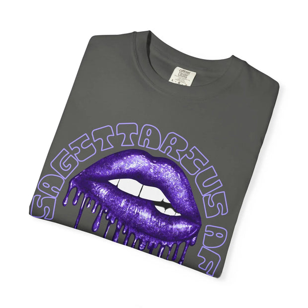 Sagittarius AF Dripping Lips Zodiac Graphic Tee LavenderCeleste