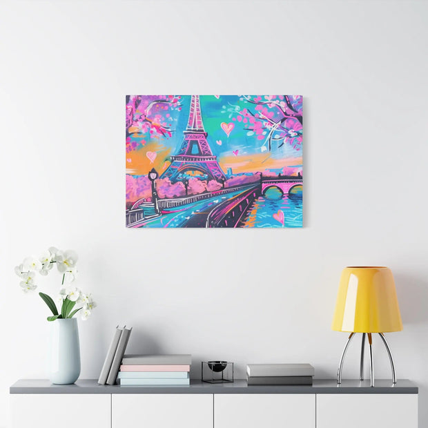 Pink Paris Eiffel Tower Dreamy Matte Canvas Art LavenderCeleste