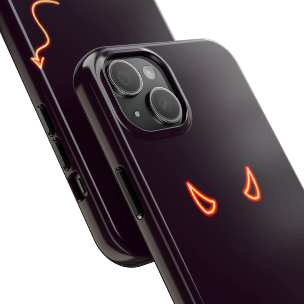 Neon Devil Eyes Tough Phone Case – Minimal Dark Glow Aesthetic Printify