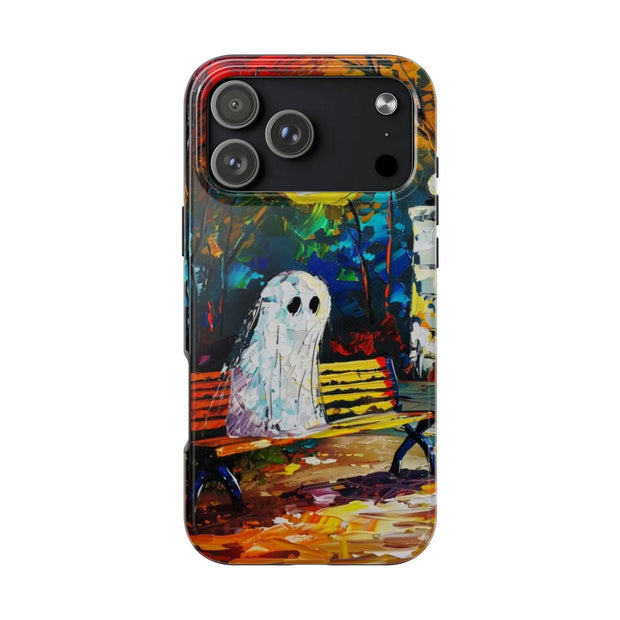 Lonely Ghost Tough Phone Case – Abstract Fall Park Bench Painting