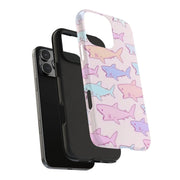 Pastel Shark Pattern Tough Phone Case LavenderCeleste