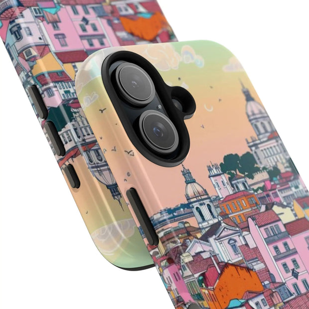 Lisbon Portugal Tough Phone Case – Pastel City Skyline Aesthetic