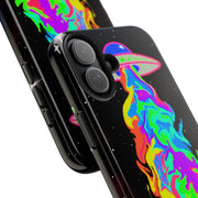 Psychedelic Neon UFO Abduction Tough Phone Case LavenderCeleste